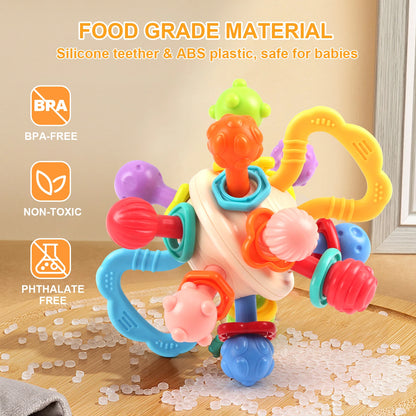 Baby Toys Manhattan Round Ball Soft Silicone Hand Grab Ball Rattle for Infant 0-12months Infantil Chewable Teethers Toys