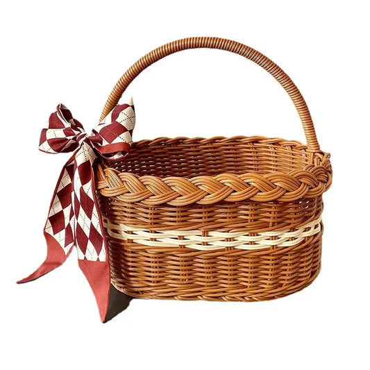 Clothes Baskets Rattan Basket Large Shopping Baskets Fruit Vegetable Storage Basket with Handle Laundry