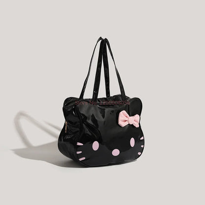 Sanrio Cartoon Hello Kitty Kawaii New Patent Leather Large-Capacity Handbag Storage Bag