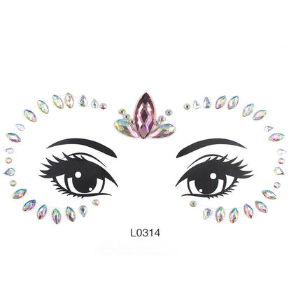 3D Sexy Face Tattoo Crystal Stickers Temporary Tattoos Glitter Fake Tattoo Rhinestones Masquerade Women Party Face Jewels Tattoo