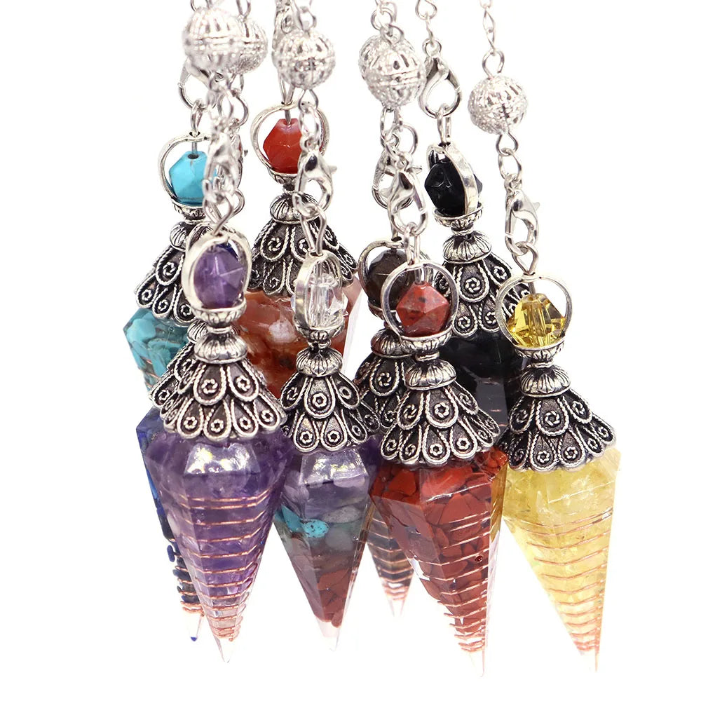 Crystal Healing Stone Quartz Pendulums Spiritual Hexagonal Pointed Resin Witchcraft Supplies Balancing Accessories Divination