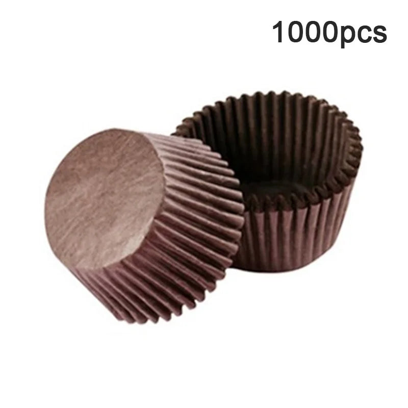 1000Pcs Mini Size Chocalate Paper Liners Baking Muffin Cake  Cups  Forms Cupcake Cases Solid Color Party Tray  Mold