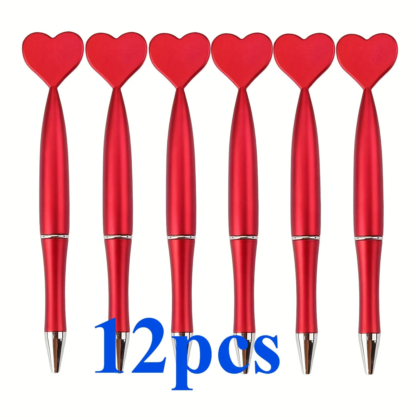 12pcs Valentine's Day Heart Shape Pens Black Gel Ink Rollerball Pens for Office School Supplies Gift Kids Ballpoint Pens
