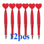 12pcs Valentine's Day Heart Shape Pens Black Gel Ink Rollerball Pens for Office School Supplies Gift Kids Ballpoint Pens