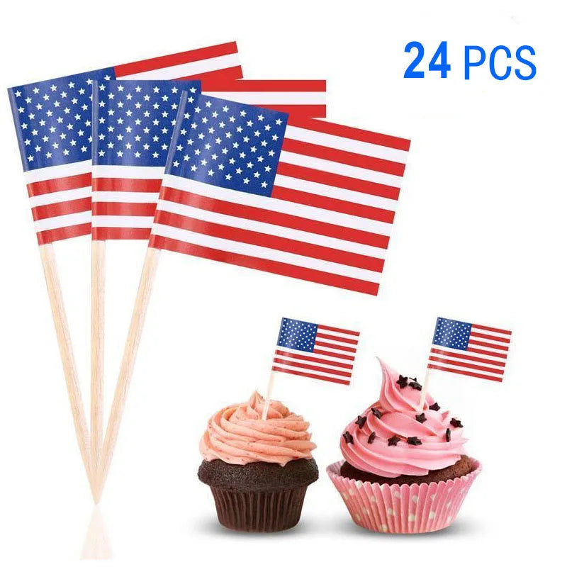 Independence Day Party Disposable Cutlery American Flag Plate Paper Cup For USA Birthday Party Supplies Patriotic Decorations