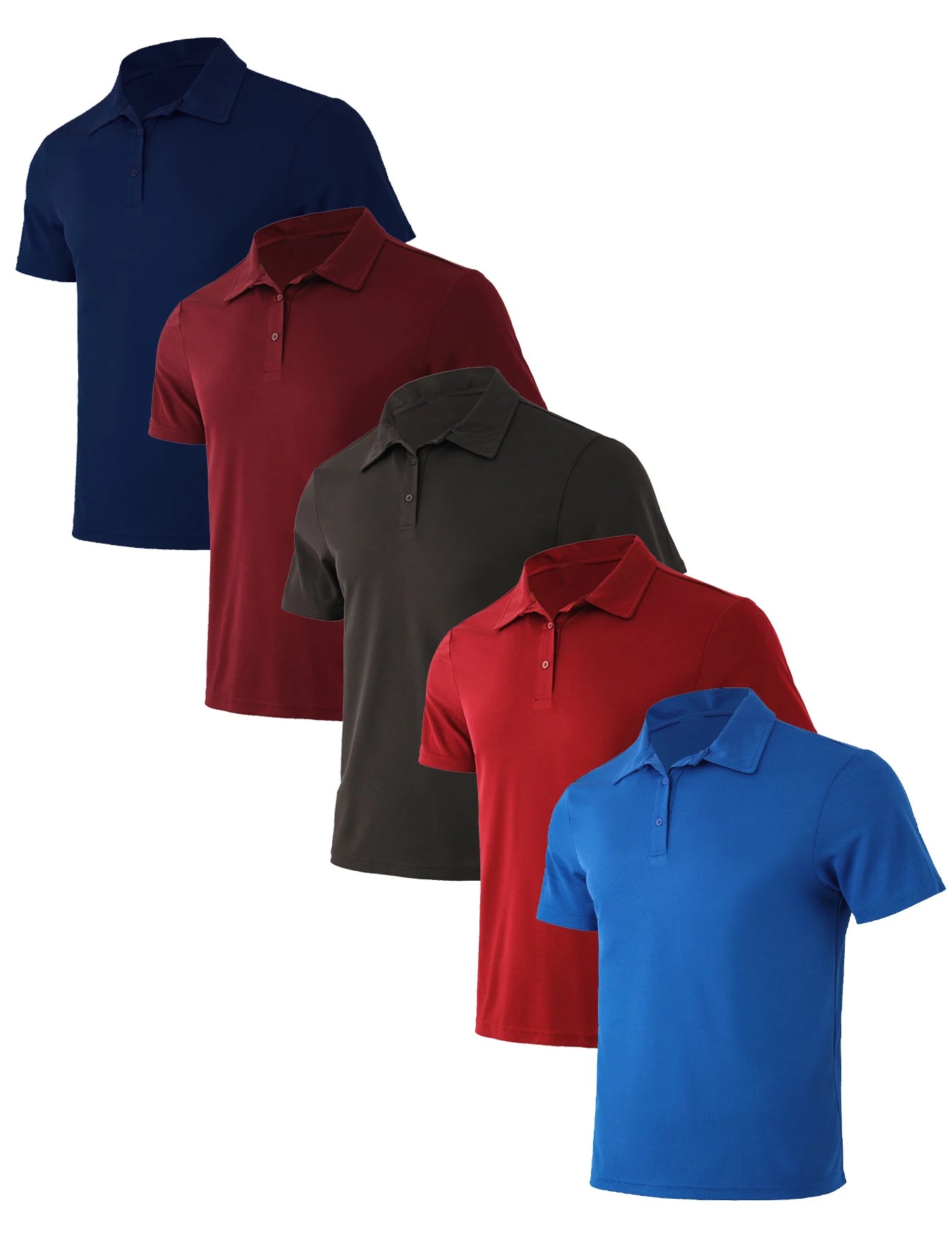 Men’s 5‑Pack Summer Polo Shirts – Solid Color, Breathable, Quick‑Dry