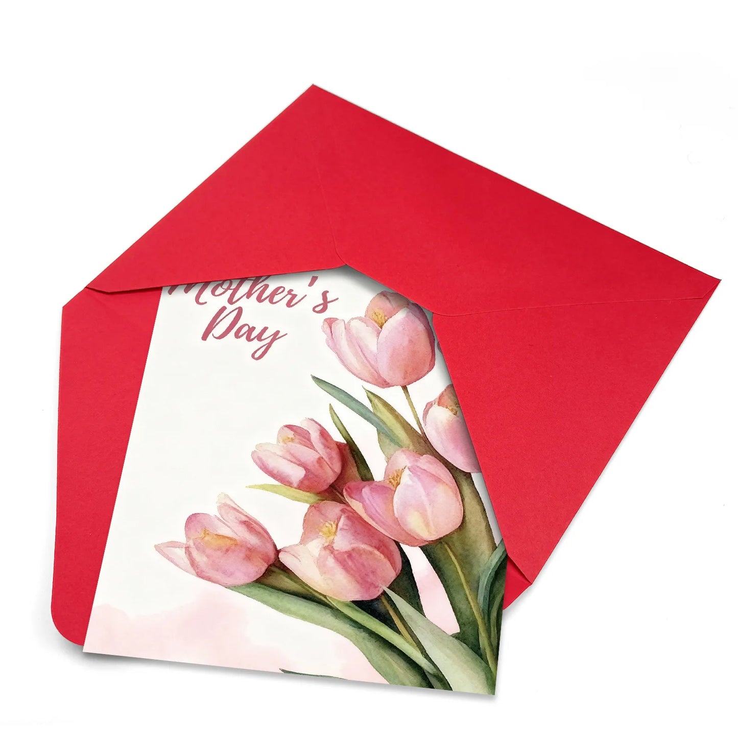Mother’s Day Floral Greeting Card – Romantic Bouquet Thank‑You Card with Envelope
