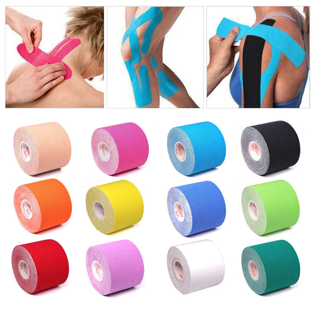 Waterproof Kinesiology Tape (5 Sizes) – Elastic Athletic Support Bands for Sports Recovery, Gym Training & Muscle Relief