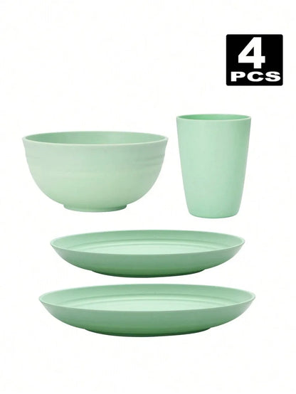 4/16/32pcs Plastic reusable tableware set,