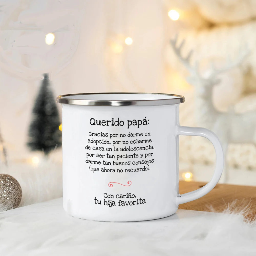 World's Best Dad and Mom Print Coffee Mug Unique Fathers Day Gift and Mothers Day Gifts Drink Wine Juice Tea  Enamel Mug Present