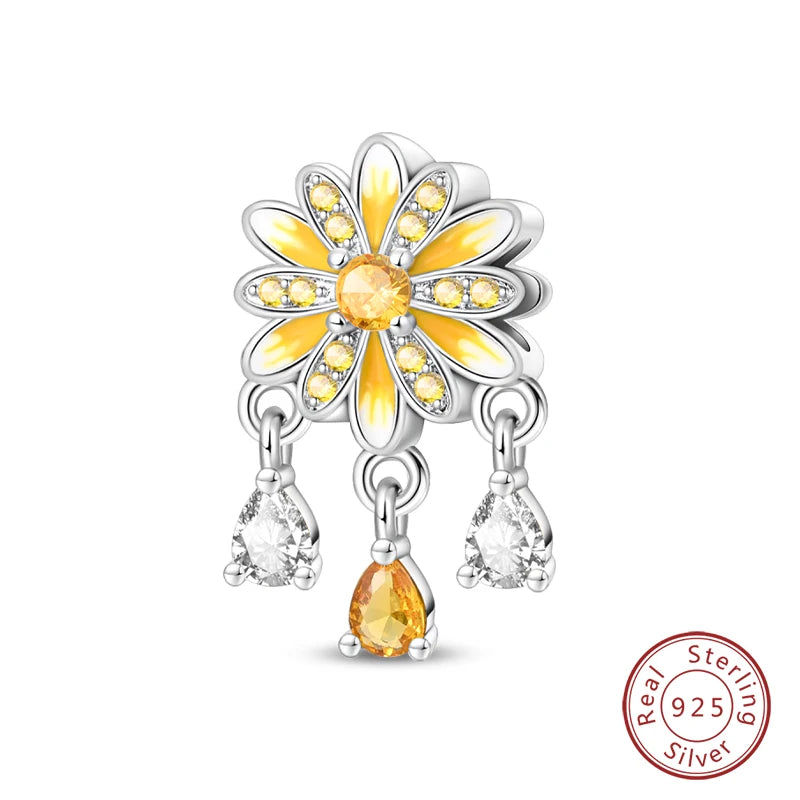 Springtime Charms 925 Sterling Silver Swallow Snail Butterfly Flower Charms Beads Fit Qikaola Bracelet DIY Birthday Jewelry Gift