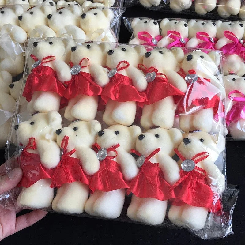 10pcs/Pack 12CM Couple Bear Flower Bouquet Dolls Mini Foam Teddy Bears Plush DlY Valentines Flower Gifts Packaging Accessor part
