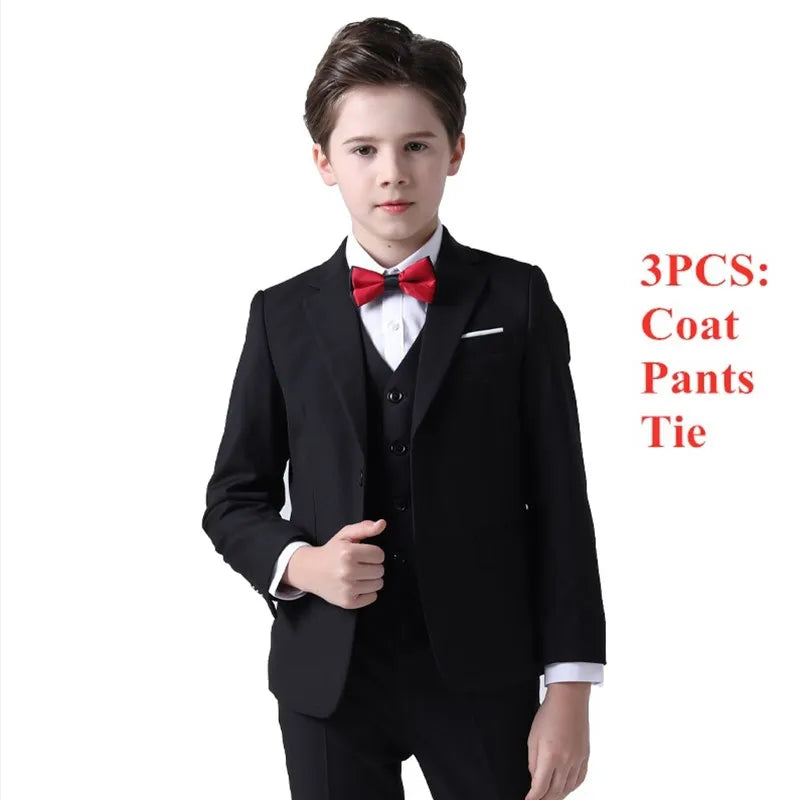 Boys Top Quality Plaid Suit Tuxedo Bowtie Blazer