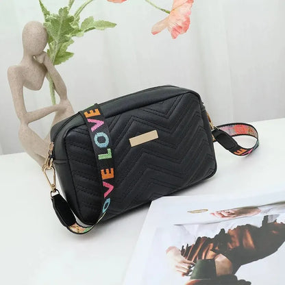 Embroidered PU Material Casual Small Square Versatile Single Shoulder Bag