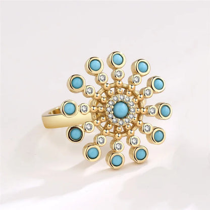 Fashion Beads Anxiety Fidget Spinner Rings Korea Crystal Butterfly Flower Star Moon Ring Anti Stress Jewelry Gift