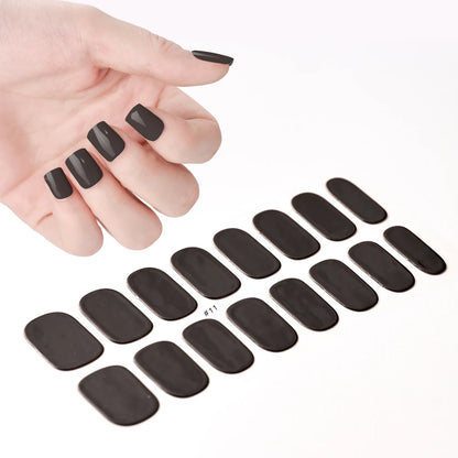 16‑Piece Semi‑Cured Gel Nail Wrap Set – French Pure Color UV Gel Polish Strips, Long‑Wear Nail Extension Decals