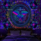 Blacklight Mushroom Tapestry UV Reactive Hippie Skull Tapestries Wall Hanging Eyes Forest Tapestry Glow In The Dark Posters