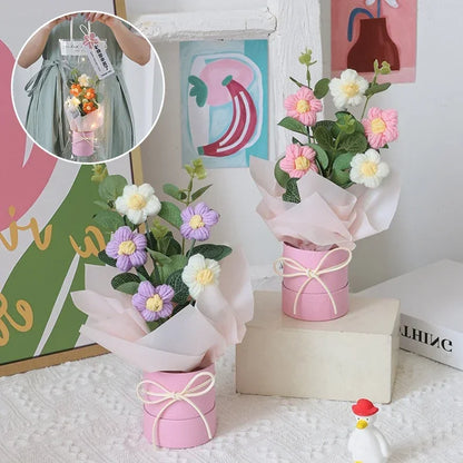 Crochet Flower Bouquet Mother's Day Gifts with LED Light String Hand Knitted Flowers Graduation Artificial Flowers Decor
﻿ 
﻿