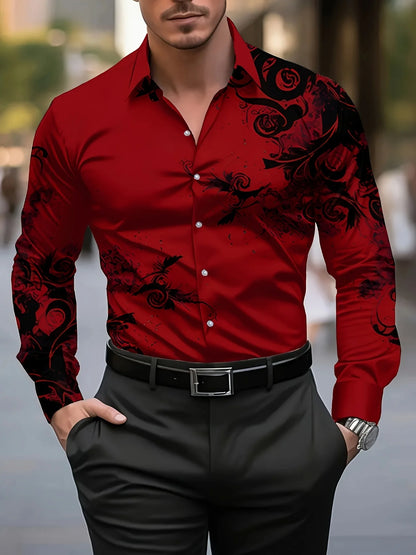 Men’s Casual Long Sleeve Button‑Up
