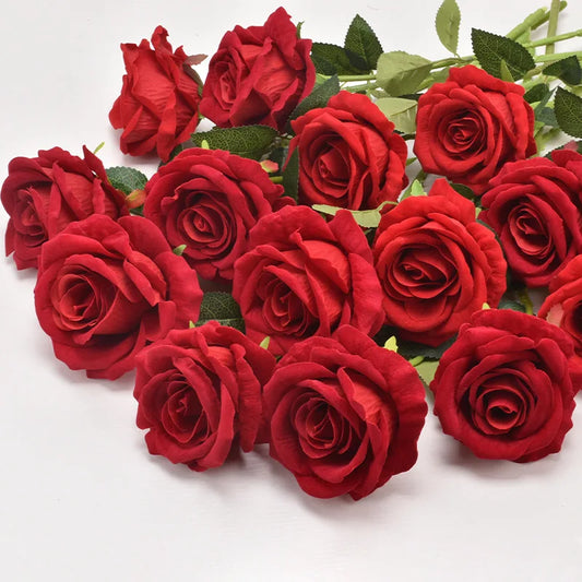 5/10PCS Single Stem Artificial Roses - Lifelike Faux Blooms for Home Decor, Wedding Centerpieces, Party & Valentine’s Day Gift