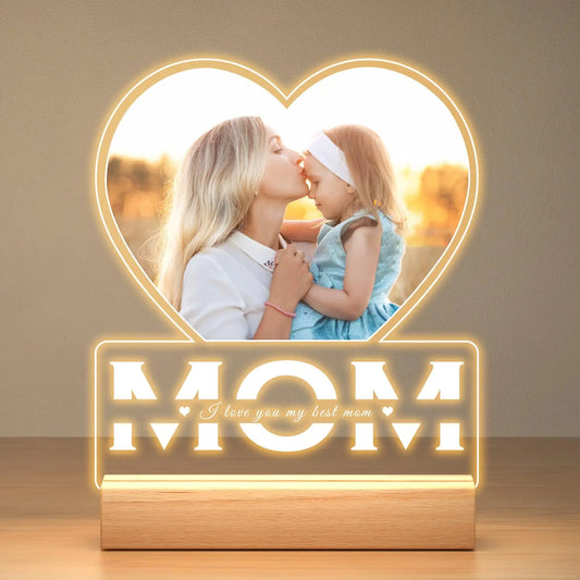 Personalized Mothers Day Gifts for Mom/Dad/Baby/Family Birthday Custom LOVE Picture Frame With Photos Night Light Acrylic Plaque