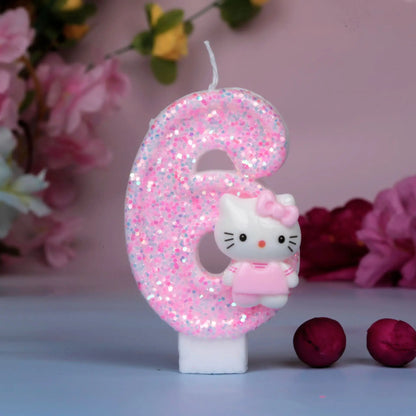 Sanrio Cute Hello Kitty Fun Digital Candles Creative Kawaii  Cartoon Pattern Party Decoration Supplies Birthday Cake Accessories