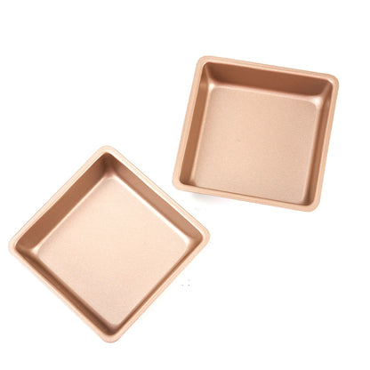 2‑Pack 4‑Inch Square Cake Molds – Nonstick Carbon Steel Baking Set