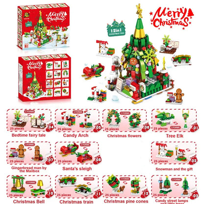 Christmas Micro Building Block Series Santa Claus Reindeer Puzzle Assembling Bricks Table Decoration
