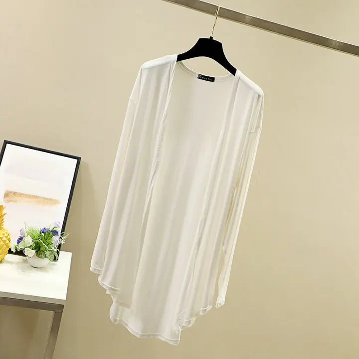 Modal Cardigan Long sleeves Plus size Summer Spring Loose Air-conditioned Top Open-front sun-proof clothing