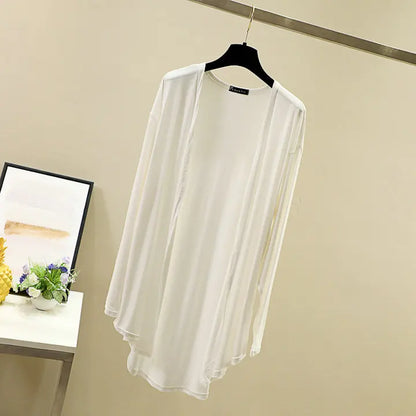 Modal Cardigan Long sleeves Plus size Summer Spring Loose Air-conditioned Top Open-front sun-proof clothing