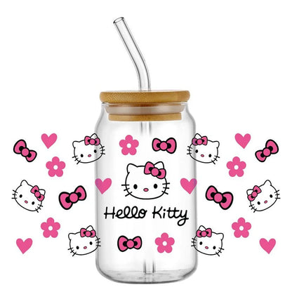 Miniso New Hello Kitty Theme 16oz Libbey Glass 3D Wrapping for cup, mugs, ect.