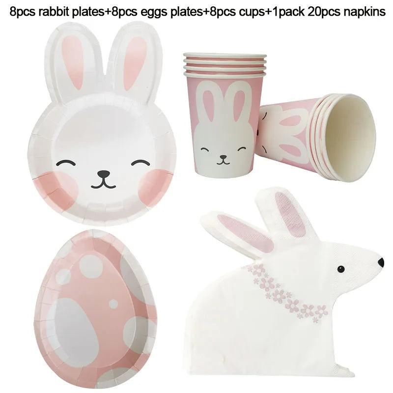 Happy Easter Party Supplies – Bunny, Carrot & Egg Paper Plates for Kids’ 1st, 2nd & 3rd Birthday Decorations