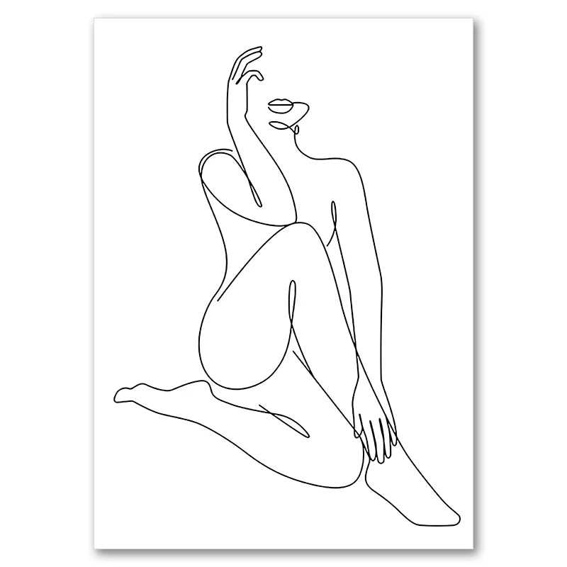 Sexy Female Body Art Print Naked Nude Canvas Poster Line Drawing Prints Abstract Woman Wall Art Painting Pictures Bedroom Decor