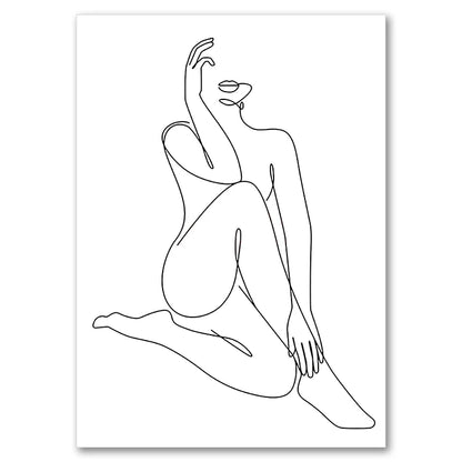 Sexy Female Body Art Print Naked Nude Canvas Poster Line Drawing Prints Abstract Woman Wall Art Painting Pictures Bedroom Decor
