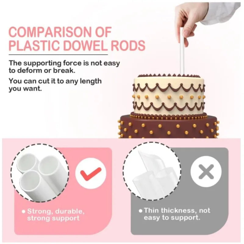 10/30/50PCS White Plastic Cake Dowel Rods for Tiered Cake Construction and Stacking Supporting Cake Round Dowels Straws