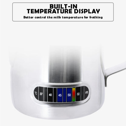 12/20oz Milk Frothing Pitcher 350/600ML Temperature Display Stainless Steel
