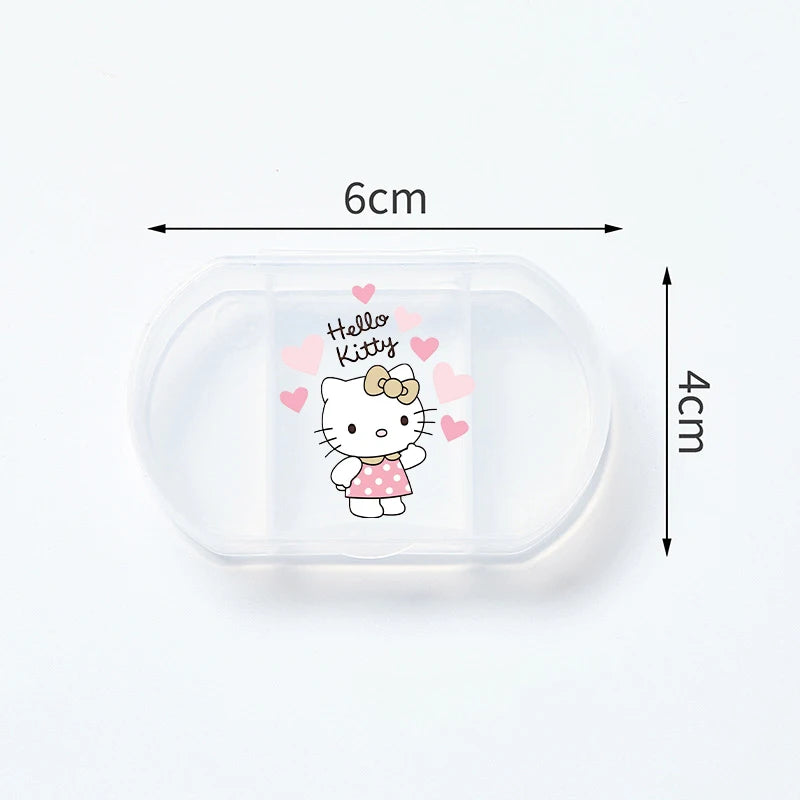 Cartoon Hello Kitty My Melody Plastic Pill Box Mini Tablet Case Anime Kawaii Portable Travel Medicines Storage Case Container