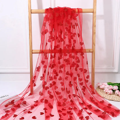 Red Heart-shaped Mesh Tablecloth Perfect For Decorating Wedding Banquets Parties And Romantic Valentines Day Candlelight Dinners