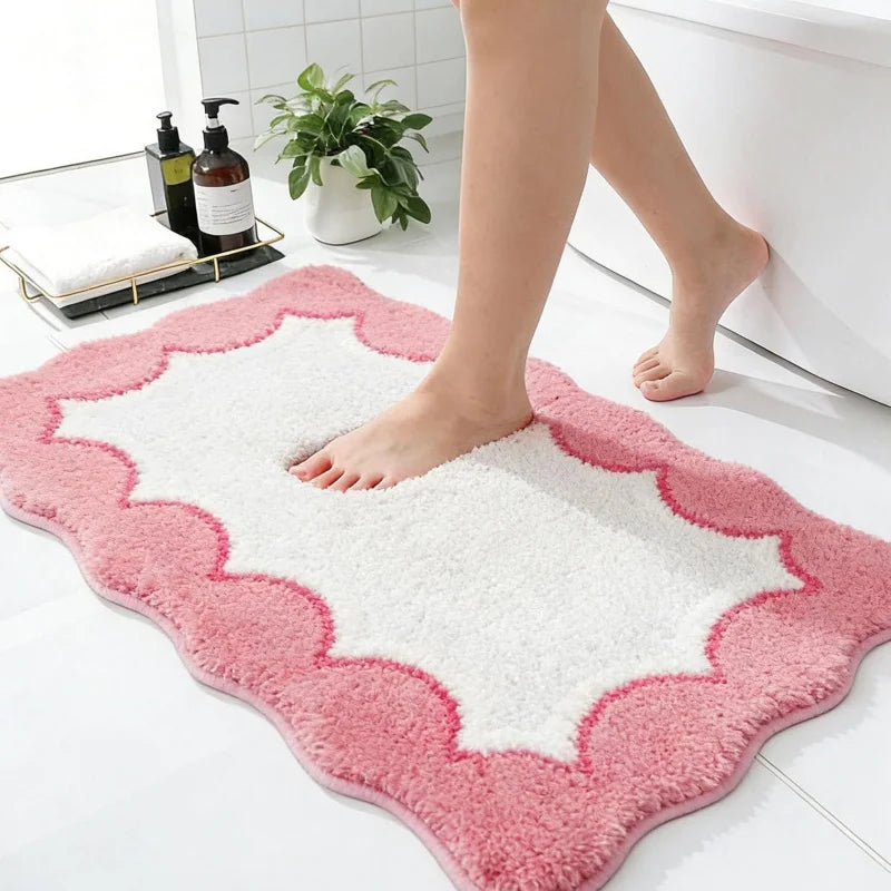 VIKAMA Small Fragrance Wave Pattern Anti slip Mat Bathroom Foot Mat Shower Room Entrance Mat Home Decoration