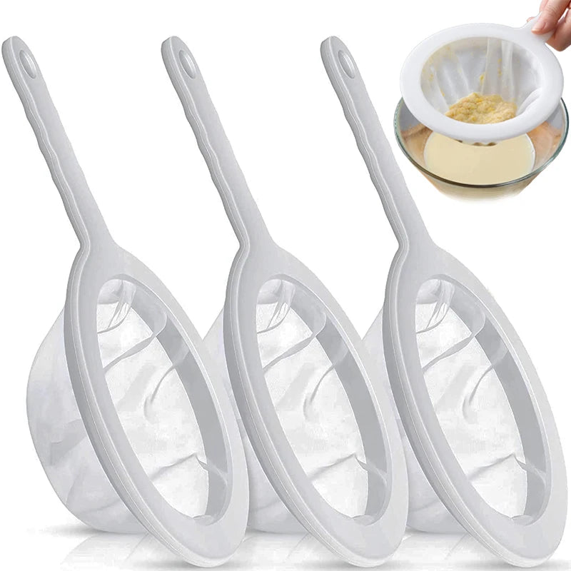 Ultra‑Fine Nylon Mesh Strainer – Washable 100/200/400 Mesh Filter for Soy Milk, Juice, Coffee & Tea