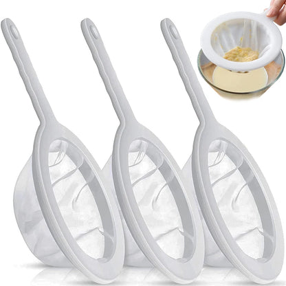 Ultra‑Fine Nylon Mesh Strainer – Washable 100/200/400 Mesh Filter for Soy Milk, Juice, Coffee & Tea