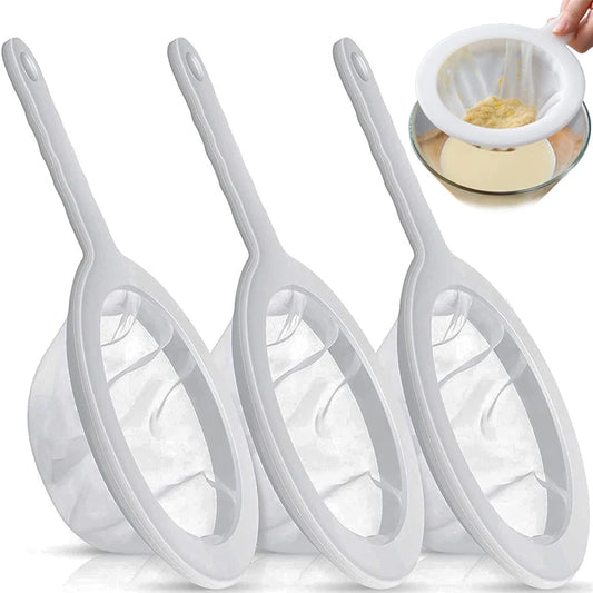 Ultra‑Fine Nylon Mesh Strainer – Washable 100/200/400 Mesh Filter for Soy Milk, Juice, Coffee & Tea