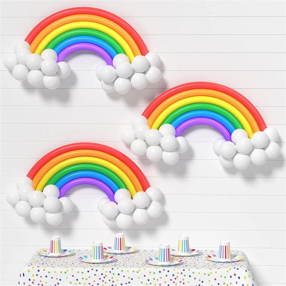 27pcs/set Rainbow Long Balloon Set Long Strip Latex Balloon Mix DIY Birthday Party Christmas Decoration Baby Shower Balloons
