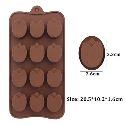 (59-87) Handmade Chocolate Candy Mould Jelly Pudding Ice Mold Insect Rose Heart Shape Silicone Moulds Baking Tool