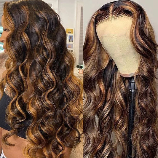 13x4 Highlight Ombre Body Wave Lace Front Human Hair Wigs Bleached 13x6 Honey Blonde Colored HD Lace Frontal Wig For Women Sale