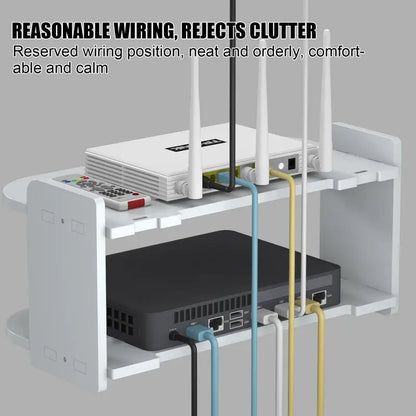Wifi Hanging Shelf Router Power Strip Multi Outlet TV Set Top Box Cable Hiden Floating Rack Wall Mount Holder Storage Organizer