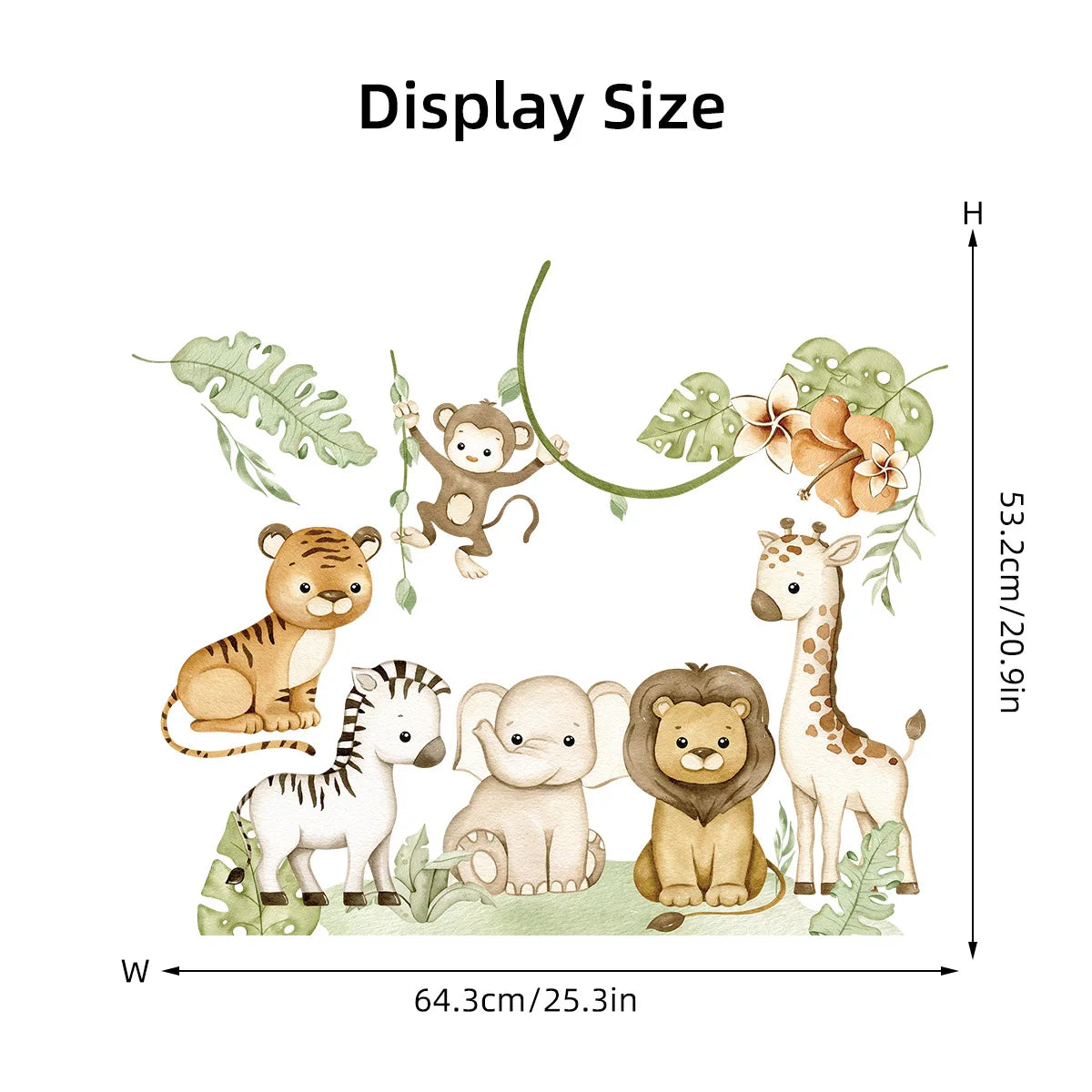 Kids’ Wall Stickers – Cartoon African Grassland Animal Decals for Nursery, Bedroom & Living Room