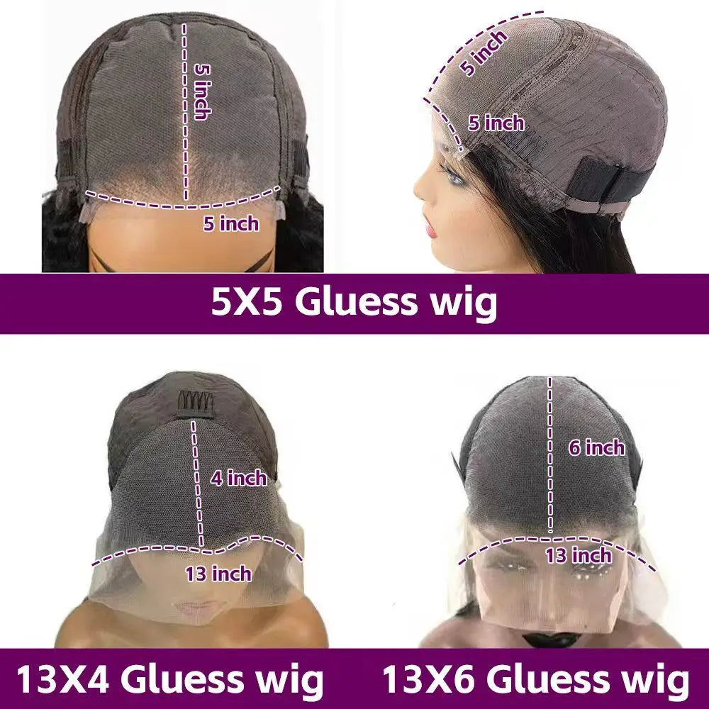 42 inches 13X4 HD Transparent Lace Straight Human Hair Wigs 13x6 Transparent Lace Frontal Wigs Pre Plucked Glueless Easy-Go Wigs