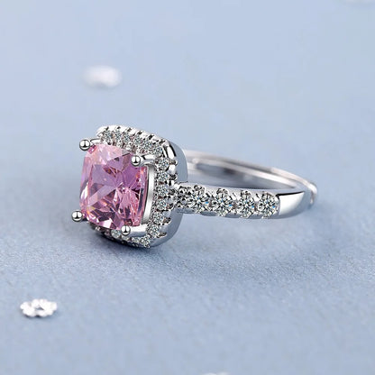 925 Sterling Silver Ring Fashion Pink Zircon High Quality For Women Rings Wedding Fine Jewelry Accessories Party Gift