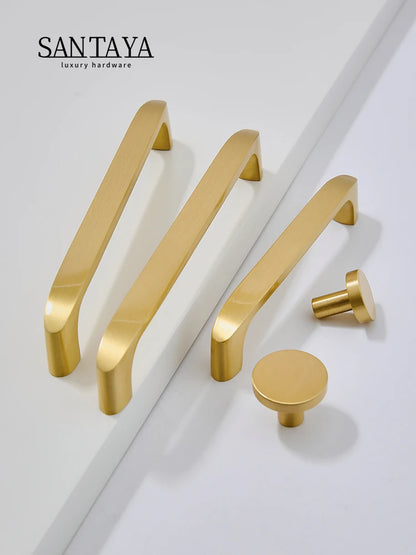 Solid Brass Handles Modern  Kitchen Cabinet Knob Cupboard Door Pulls Drawer Knobs Gold Furniture Handle Hardware